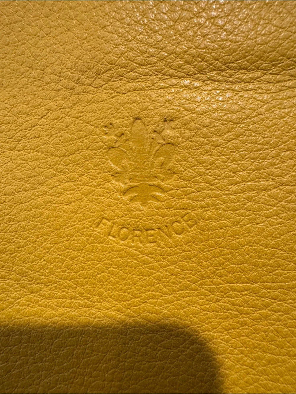 Florence Italy Yellow Pebbled Leather Crossbody Bag Gold Florentine Lily Logo